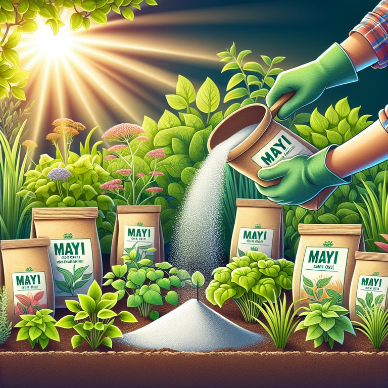 "Close-up of vibrant, healthy plants in enriched garden soil with Mayi Salt Soil Amendments - essential for optimal plant growth and soil ammendments"