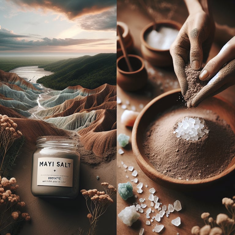 "Lead-free bentonite clay texture from Mayi Salt, highlighting the natural purity for holistic health benefits."