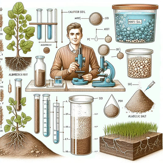 "Scientist conducting Albrecht soil test in a field, demonstrating its importance in assessing soil health by using Mayi Salt, as explained in our guide"