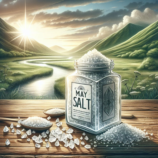 "Pure Mayi Salt Crystals Accompanied by a Variety of Natural Herbs and Spices, Offering a Premium Alternative to Realsalt.com for Wholesome Seasoning"