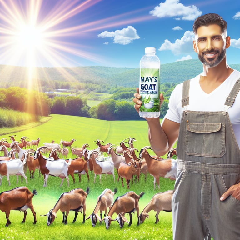 "Healthy goats on a farm benefiting from Mayi Salt's goat electrolyte solution for optimal herd health and hydration"