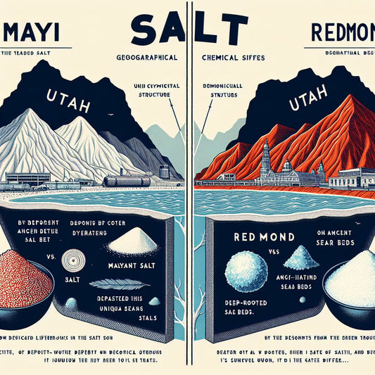 "Map highlighting the geographic journey from the ancient Mayi salt mines to Redmond's famed salt locations, illustrating where is Redmond in relation to the origins of world-renowned salts"