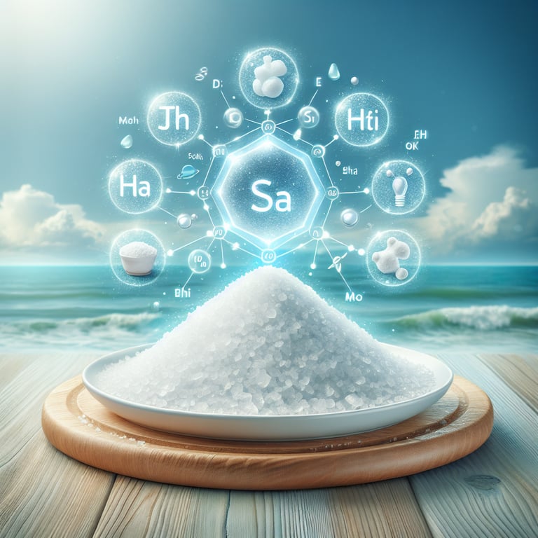 "Nutritional breakdown and health benefits of Mayi Salt's Electrolyte-Rich Natural Sea Salt reflecting Re-Lyte nutrition facts"