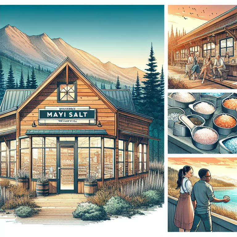 "Interior of Mayi Salt shop in Redmond featuring shelves stocked with a variety of premier natural salts, catering to culinary enthusiasts seeking western store essentials."