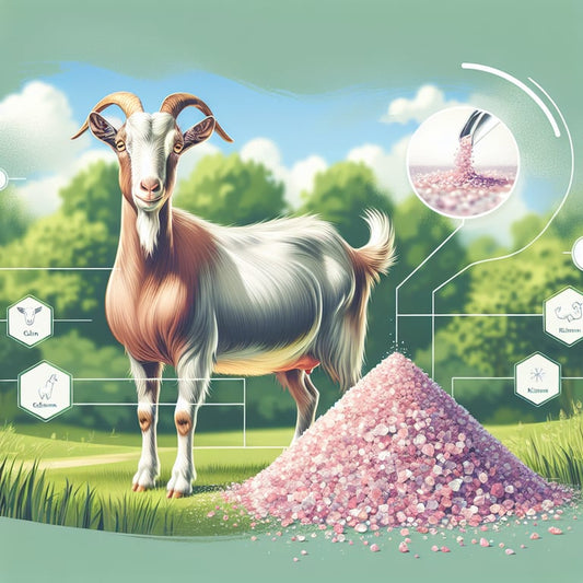 "Goats grazing on a mineral-rich pasture with a side of Mayi Salt, the best source of essential minerals for goat health and nutrition."