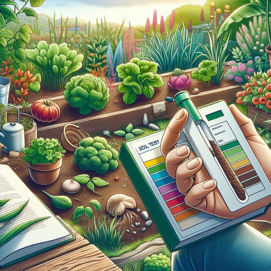 "Person following instructions from Mayi Salt's Essential Guide on how to use a soil test kit to evaluate garden soil health for optimal plant growth."